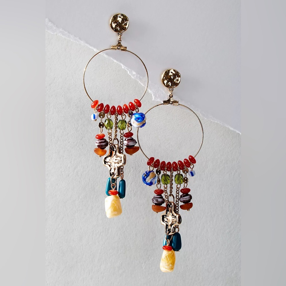 Free People Lola Beaded Hoop Earrings